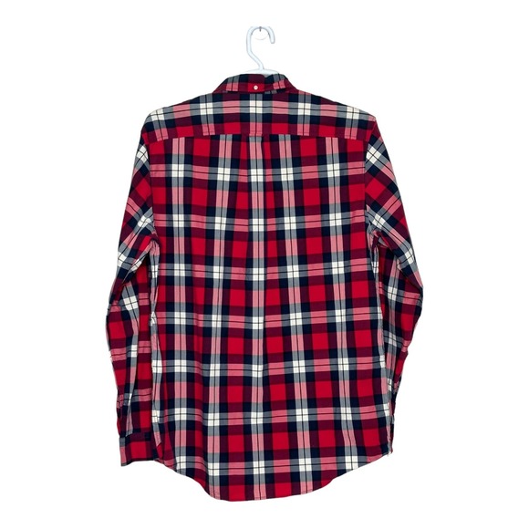 Lands’ End men red plaid long sleeves buttoned casual shirt size Large - Picture 5 of 8